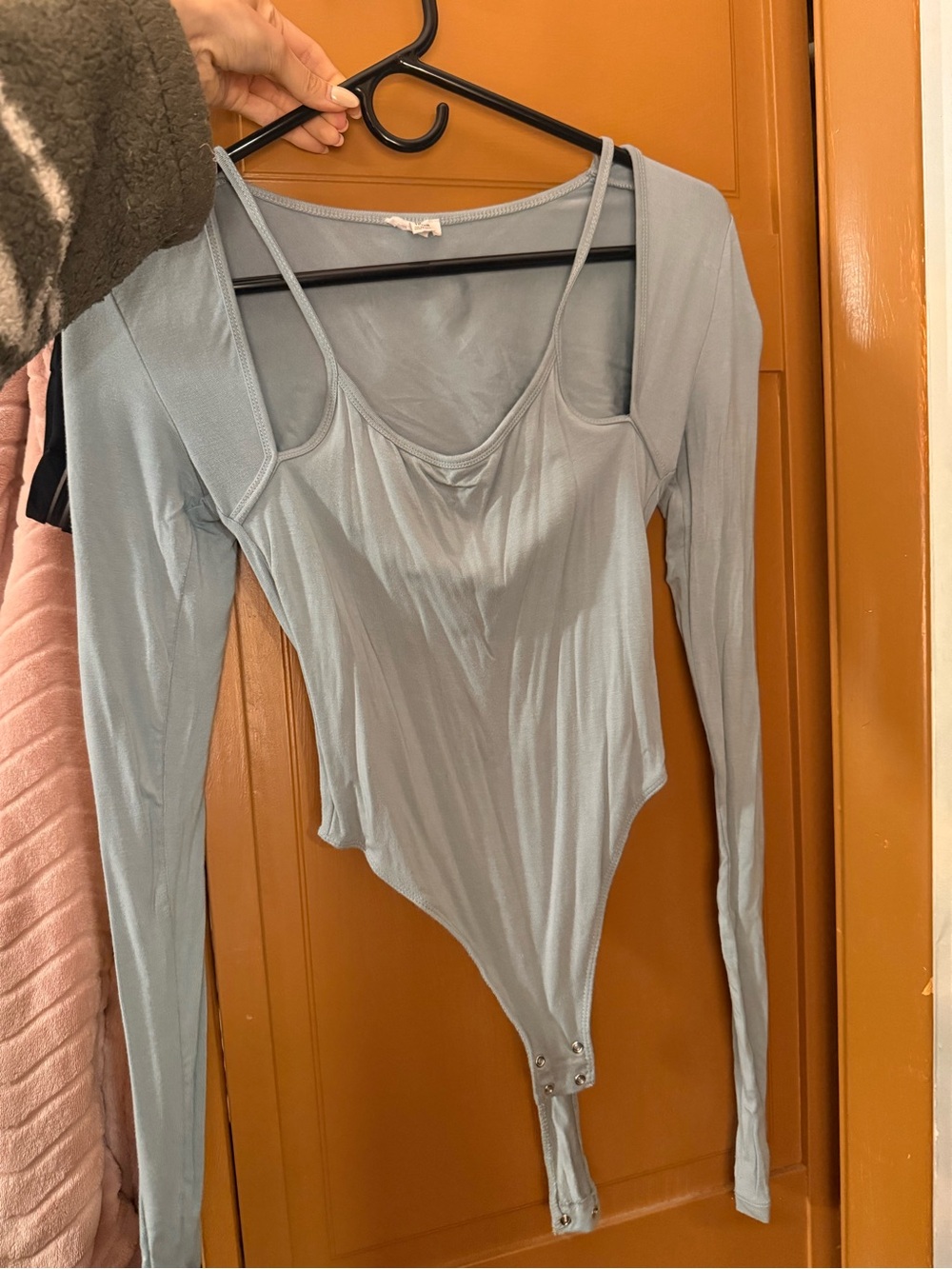 Garage Light Blue Long Sleeve Scoop Neck Bodysuit